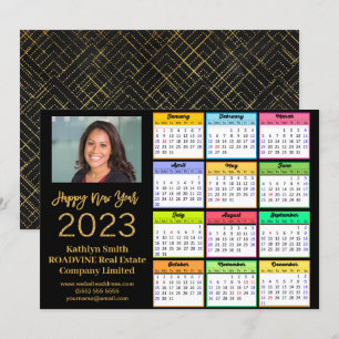 Cartes Pour Fêtes Annuelles Calendrier 2023 Business Modern Gold Script Photo