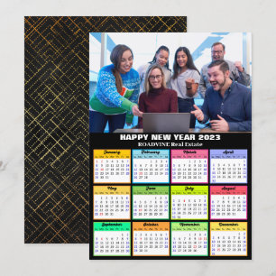 Cartes Pour Fêtes Annuelles Calendrier 2023 Entreprise Photo moderne Script si