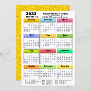 Cartes Pour Fêtes Annuelles Calendrier 2023 Parties scintillant Or Script mode