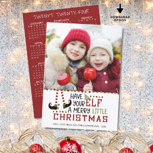 Cartes Pour Fêtes Annuelles Calendrier 2024 Joyeux petit Noël de lutin mignon 