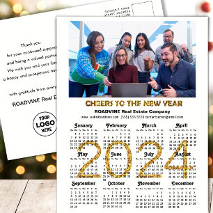 Cartes Pour Fêtes Annuelles Calendrier 2024 Parties scintillant d'or Festive P