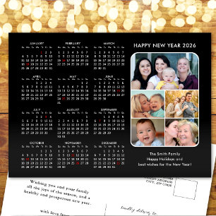 Cartes Pour Fêtes Annuelles Calendrier 2025 Famille Photo Noir moderne minimal