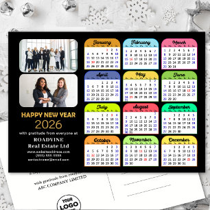 Cartes Pour Fêtes Annuelles Calendrier 2025 Logo Entreprise Moderne Noir Color