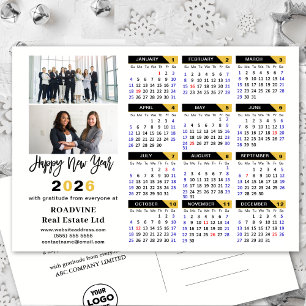 Cartes Pour Fêtes Annuelles Calendrier 2025 moderne Gold Black Business 2 Phot