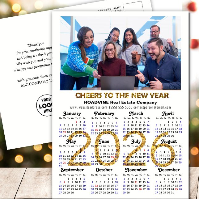 Cartes Pour Fêtes Annuelles Calendrier 2025 Parties scintillant d'or Festive P (Créateur téléchargé)