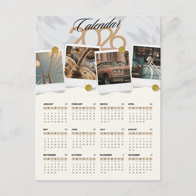 Cartes Pour Fêtes Annuelles Calendrier 2026 (Devant)