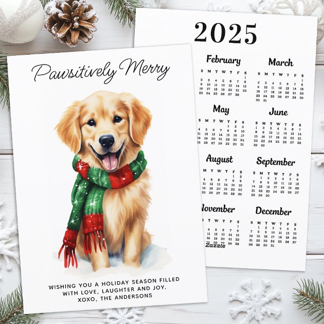 Cartes Pour Fêtes Annuelles Calendrier 2026 Chien Golden Retriever Noël Mignon (Créateur téléchargé)
