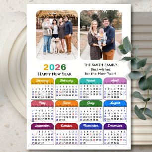 Cartes Pour Fêtes Annuelles Calendrier 2026 Famille 2 Photo moderne noir color