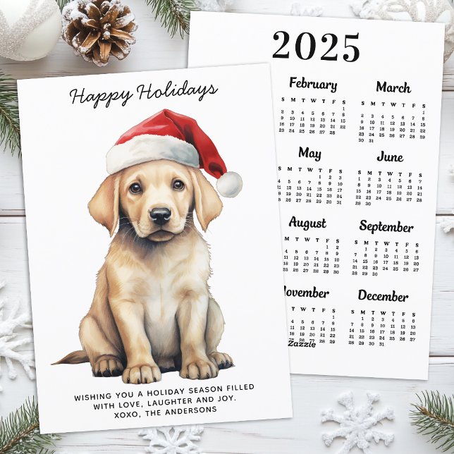 Cartes Pour Fêtes Annuelles Calendrier 2026 Labrador jaune Chien Amour Noël (Créateur téléchargé)