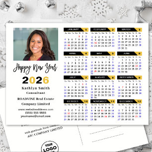 Cartes Pour Fêtes Annuelles Calendrier 2026 moderne Gold Black Business Photo