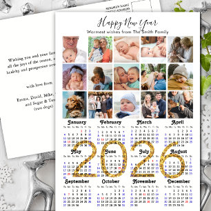 Cartes Pour Fêtes Annuelles Calendrier 2026 moderne Gold Script 15 Photo Colla