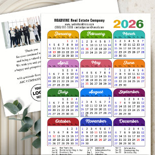 Cartes Pour Fêtes Annuelles Calendrier 2026 moderne Logo photo d'entreprise Co