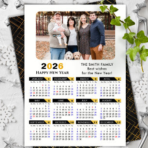 Cartes Pour Fêtes Annuelles Calendrier 2026 moderne Photo Black Gold Minimalis