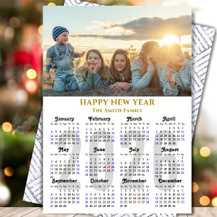 Cartes Pour Fêtes Annuelles Calendrier 2026 moderne Photo Gold Script Minimali
