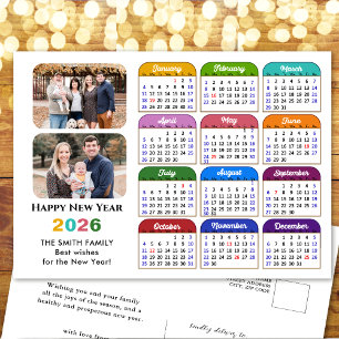 Cartes Pour Fêtes Annuelles Calendrier 2026 moderne Simple Photo de famille co