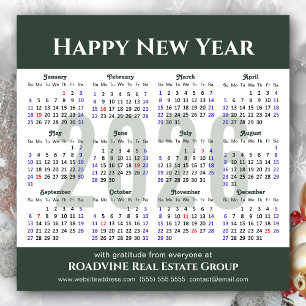 Cartes Pour Fêtes Annuelles Calendrier 2026 Script moderne Sage Green Business