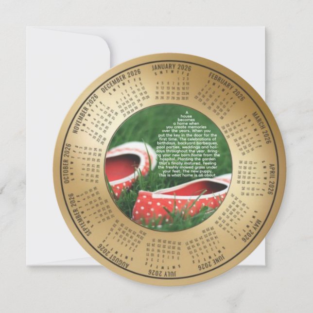 Cartes Pour Fêtes Annuelles Calendrier 2026 Une maison devient un foyer (Devant)