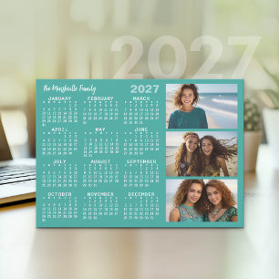 Cartes Pour Fêtes Annuelles Calendrier 2027 3 Photos Basique Minimaliste