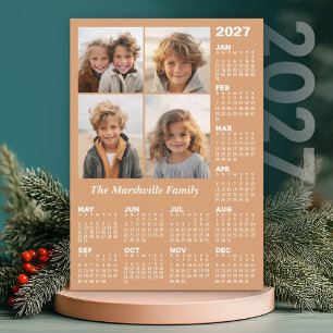 Cartes Pour Fêtes Annuelles Calendrier 2027 avec 4 Photos - Pastel Doux