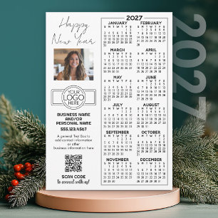 Cartes Pour Fêtes Annuelles Calendrier 2027 avec logo, QR Code, Photo et Plus