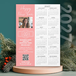 Cartes Pour Fêtes Annuelles Calendrier 2027 avec logo, QR Code, Photo et Plus