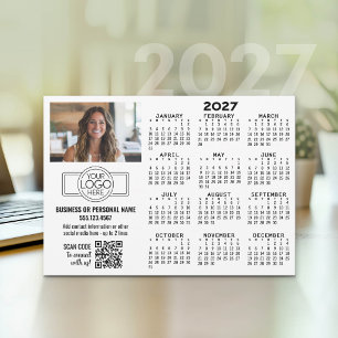 Cartes Pour Fêtes Annuelles Calendrier 2027 avec logo, QR Code, Photo et Plus