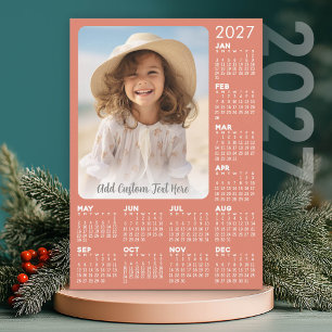 Cartes Pour Fêtes Annuelles Calendrier 2027 avec Photo et Texte - Corail