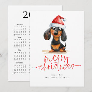 Cartes Pour Fêtes Annuelles Calendrier 2027 Chapeau de Père Noël Teckel Joyeux