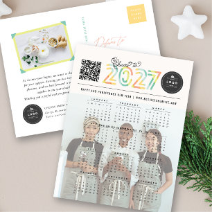Cartes Pour Fêtes Annuelles Calendrier 2027 de la Saint-Sylvestre à rayures de