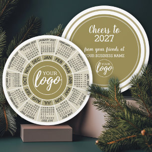 Cartes Pour Fêtes Annuelles Calendrier 2027, Logo - Cercle Blanc Or Affaires