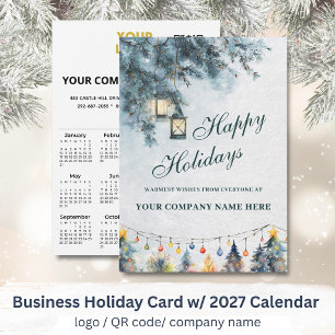 Cartes Pour Fêtes Annuelles Calendrier 2027 Logo Entreprise QR Festif 