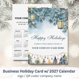 Cartes Pour Fêtes Annuelles Calendrier 2027 Logo Entreprise QR Festif 