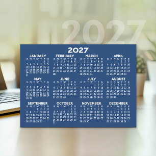 Cartes Pour Fêtes Annuelles Calendrier annuel 2027 - Bleu horizontal