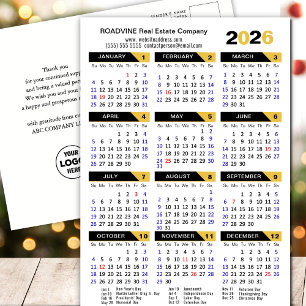 Cartes Pour Fêtes Annuelles Calendrier d'affaires 2025 avec US Holidays Gold B