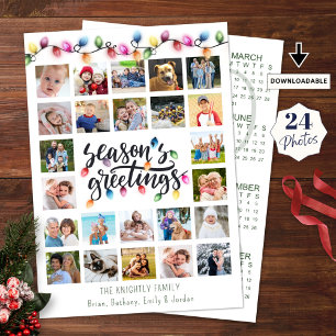Cartes Pour Fêtes Annuelles Calendrier de Collage Photo Lumières de Noël 24 20