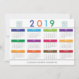 Cartes Pour Fêtes Annuelles Calendrier de la société 2019 Logo et nom