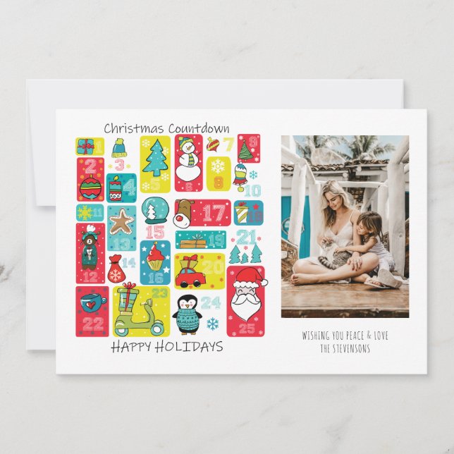Cartes Pour Fêtes Annuelles Calendrier de l'arrivée photo de Noël (Devant)
