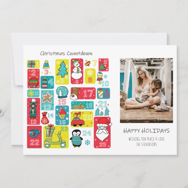 Cartes Pour Fêtes Annuelles Calendrier de l'arrivée photo de Noël (Devant)