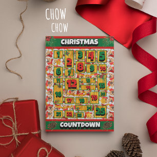 Cartes Pour Fêtes Annuelles Calendrier de l'Avent de Noël du chien Chow Chow
