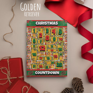 Cartes Pour Fêtes Annuelles Calendrier de l'Avent de Noël du chien Retriever d