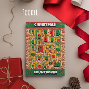 Cartes Pour Fêtes Annuelles Calendrier de l'Avent de Noël pour chien Caniche