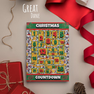Cartes Pour Fêtes Annuelles Calendrier de l'Avent de Noël pour chien Grand Dan