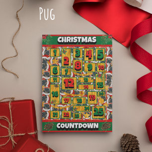 Cartes Pour Fêtes Annuelles Calendrier de l'Avent de Noël Pug Dog Countdown