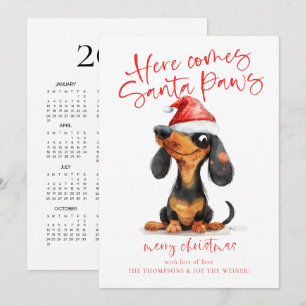 Cartes Pour Fêtes Annuelles Calendrier de Noël Funny Dachshund Santa Paws 2027
