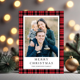 Cartes Pour Fêtes Annuelles Calendrier de Noël Photo à Carreaux Rouges Festifs