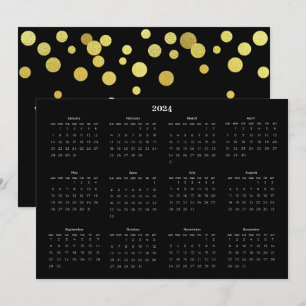 Cartes Pour Fêtes Annuelles Calendrier de vœux de fêtes noir blanc or