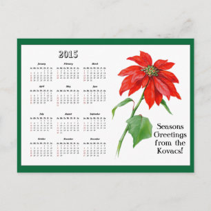 Cartes Pour Fêtes Annuelles Calendrier des fleurs Vintage Noël Poinsettia