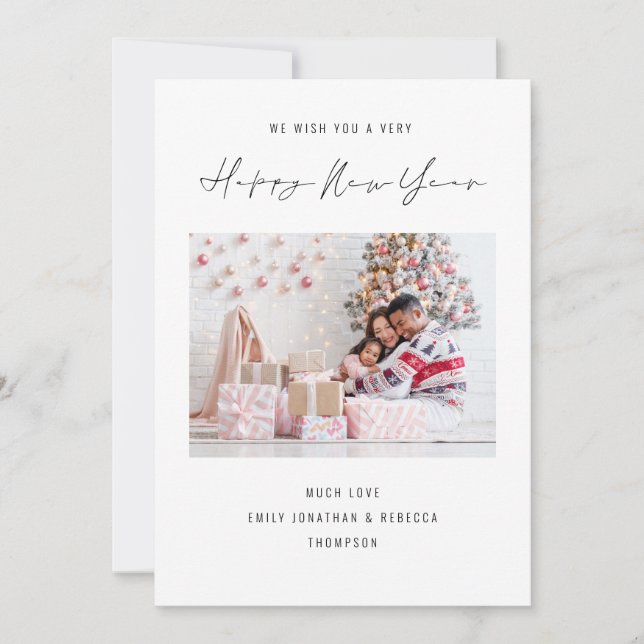 Cartes Pour Fêtes Annuelles Calendrier Élégant Photo 2026 Bonne Année (Devant)
