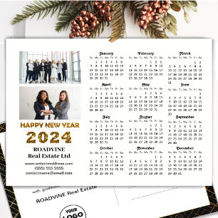 Cartes Pour Fêtes Annuelles Calendrier Gold 2024 Entreprise 2 Photo moderne