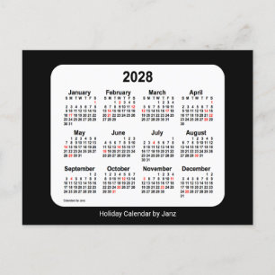 Cartes Pour Fêtes Annuelles Calendrier Mini Férié 2028 de Janz